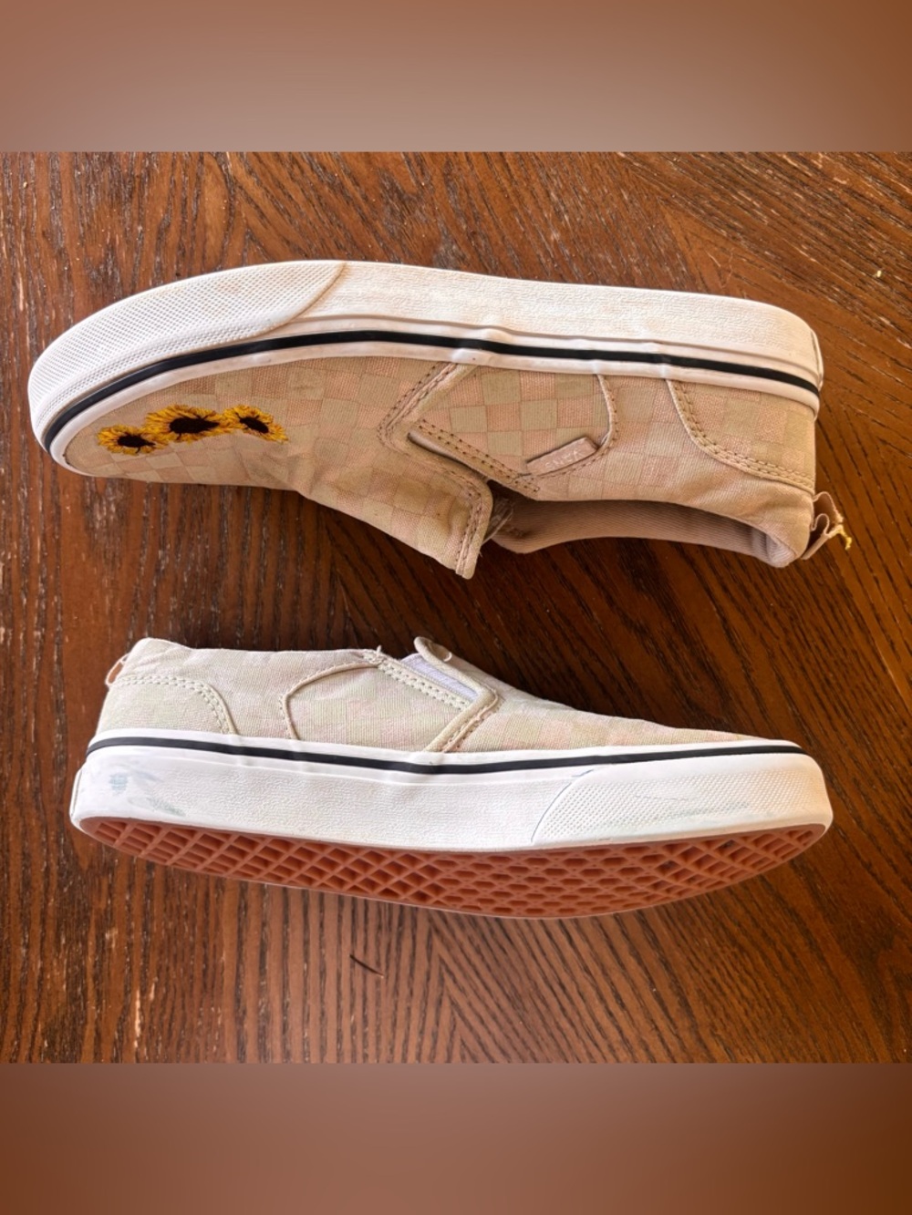 Vans Asher Checkerboard Sunflower Slip-On Youth 4 / Women 5.5 Clean